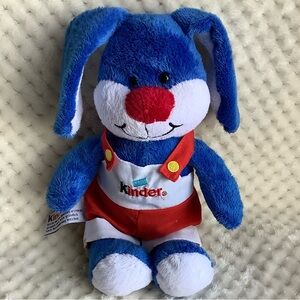 Cute Kinder Surprise Plush Bunny Rabbit Overalls with Kinder on Front German Tag